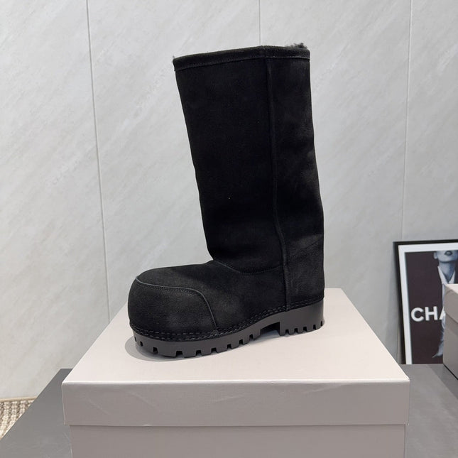 BALENCIAGA 25S BOOTS PLATFORM HEEL IN BLACK SUEDE STYLE 5
