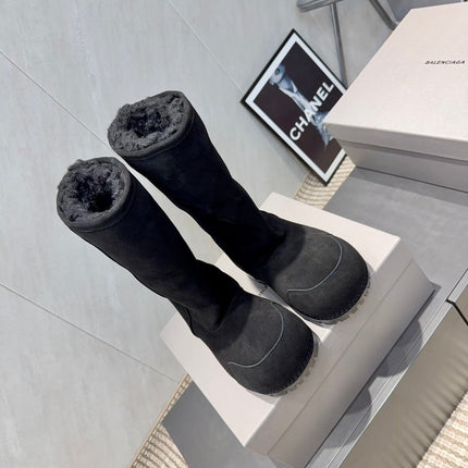 BALENCIAGA 25S BOOTS PLATFORM HEEL IN BLACK SUEDE STYLE 5