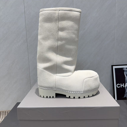 BALENCIAGA 25S BOOTS PLATFORM HEEL IN WHITE SUEDE STYLE 3