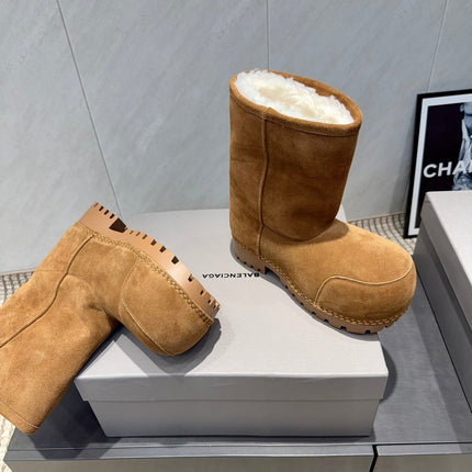 BALENCIAGA 25S LOW ANKLE BOOTS PLATFORM HEEL IN BROWN SUEDE STYLE 7