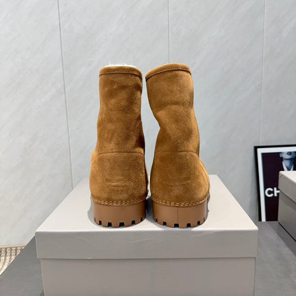 BALENCIAGA 25S LOW ANKLE BOOTS PLATFORM HEEL IN BROWN SUEDE STYLE 7