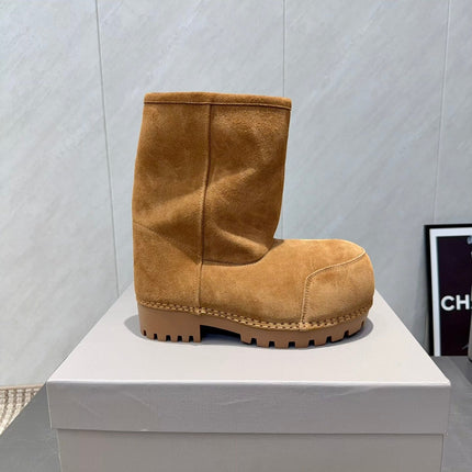 BALENCIAGA 25S LOW ANKLE BOOTS PLATFORM HEEL IN BROWN SUEDE STYLE 7