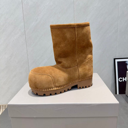 BALENCIAGA 25S LOW ANKLE BOOTS PLATFORM HEEL IN BROWN SUEDE STYLE 7