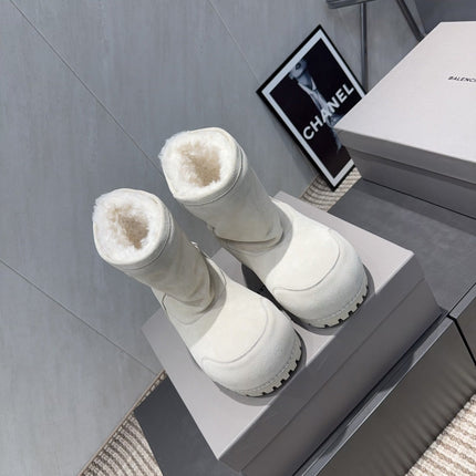 BALENCIAGA 25S LOW ANKLE BOOTS PLATFORM HEEL IN WHITE SUEDE STYLE 2