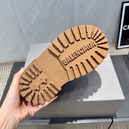 BALENCIAGA 25S LOW ANKLE BOOTS PLATFORM HEEL IN BROWN SUEDE STYLE 6