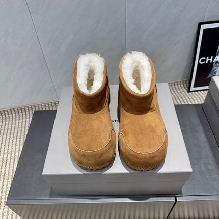 BALENCIAGA 25S LOW ANKLE BOOTS PLATFORM HEEL IN BROWN SUEDE STYLE 6