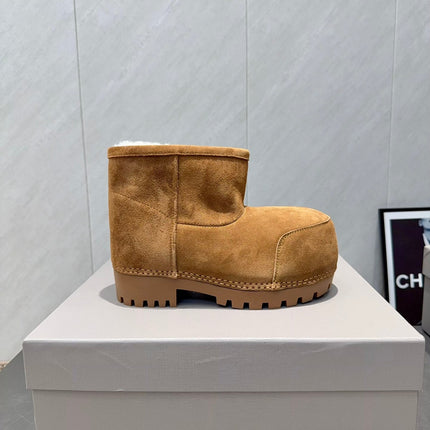 BALENCIAGA 25S LOW ANKLE BOOTS PLATFORM HEEL IN BROWN SUEDE STYLE 6