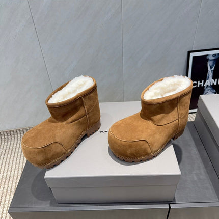 BALENCIAGA 25S LOW ANKLE BOOTS PLATFORM HEEL IN BROWN SUEDE STYLE 6