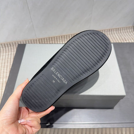 BALENCIAGA 25S AURALEE SLIP-ON 50 MM IN BLACK SUEDE STYLE 4