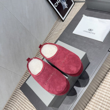 BALENCIAGA 25S AURALEE SLIP-ON 50 MM IN DEEP WINE RED SUEDE STYLE 2