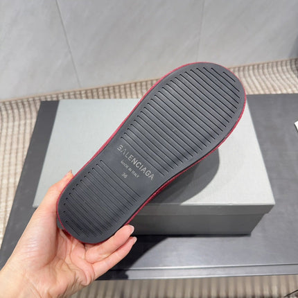 BALENCIAGA 25S AURALEE SLIP-ON 50 MM IN DEEP WINE RED SUEDE STYLE 2