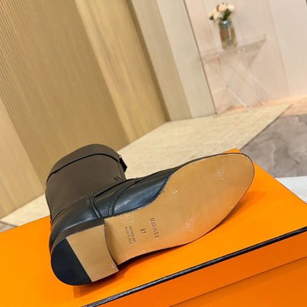 HM 25S RIDING BOOTS IN BLACK LAMBSKIN WITH SILVER HARDWARE