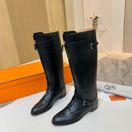 HM 25S RIDING BOOTS IN BLACK LAMBSKIN WITH SILVER HARDWARE
