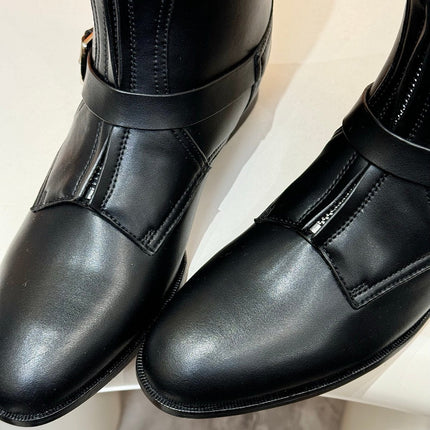 HM 25S RIDING BOOTS IN BLACK LAMBSKIN WITH SILVER HARDWARE