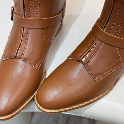 HM 25S RIDING BOOTS IN BROWN LAMBSKIN WITH SILVER HARDWARE