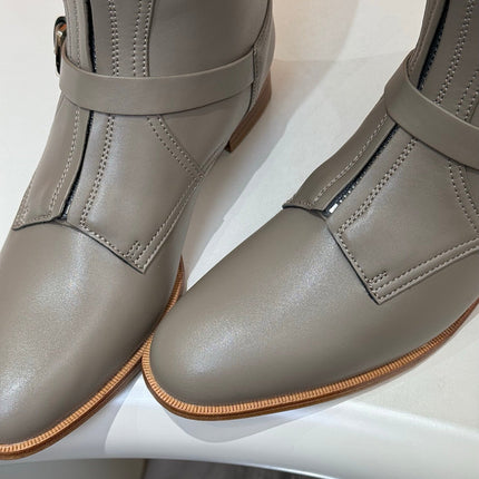 HM 25S RIDING BOOTS IN GREY LAMBSKIN WITH SILVER HARDWARE