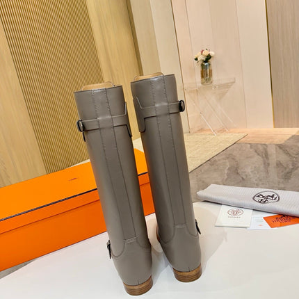 HM 25S RIDING BOOTS IN GREY LAMBSKIN WITH SILVER HARDWARE