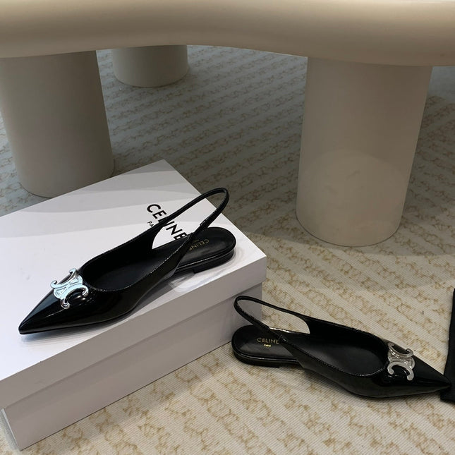 ALMA TRIOMPHE SLINGBACK IN GROS-GRAIN GLOSSY BLACK