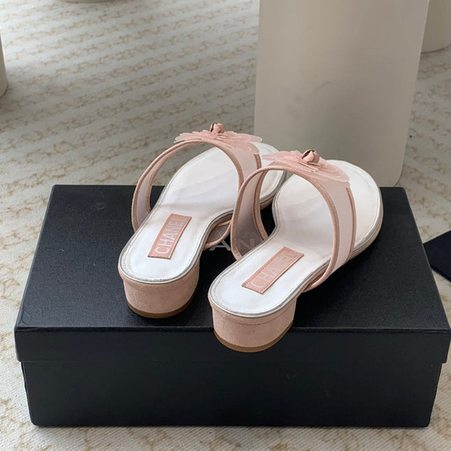 New Camellia Slide Flip - flops Rose White