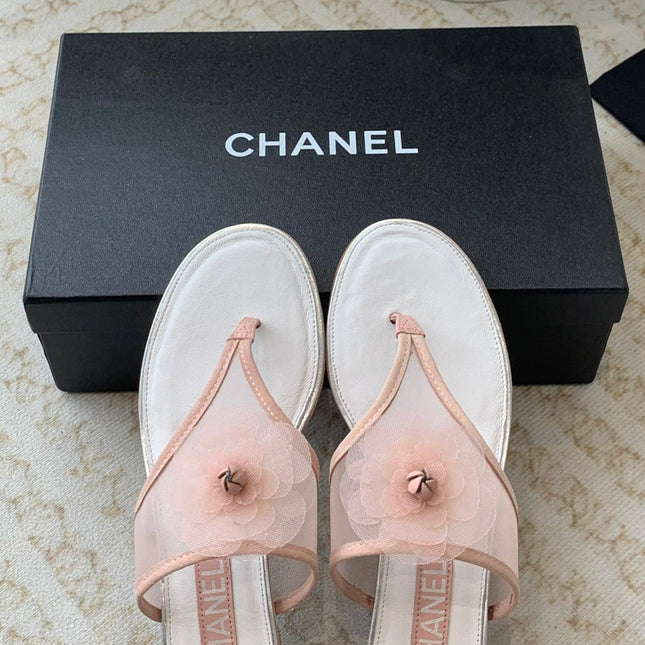 New Camellia Slide Flip - flops Rose White