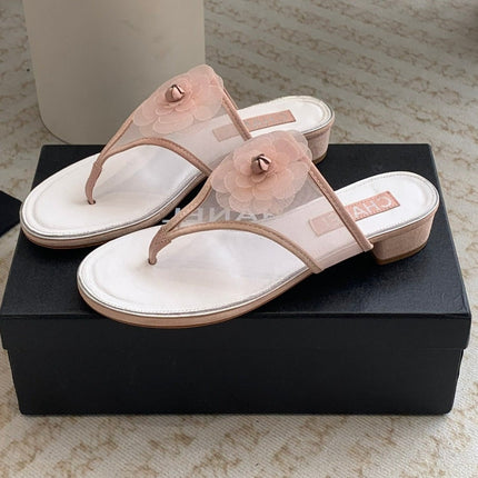 New Camellia Slide Flip - flops Rose White