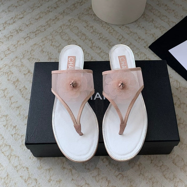 New Camellia Slide Flip - flops Rose White
