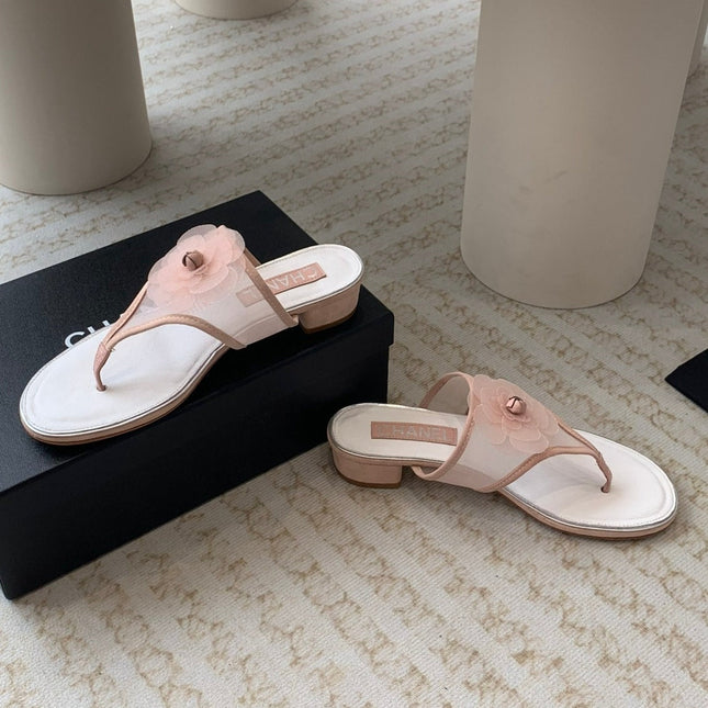 New Camellia Slide Flip - flops Rose White