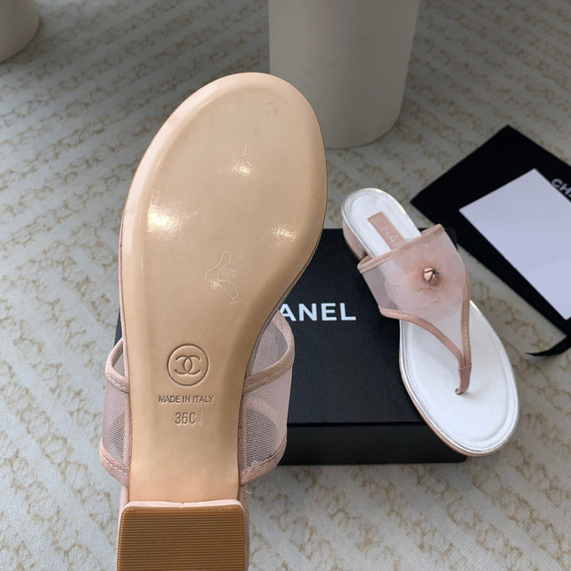 New Camellia Slide Flip - flops Rose White
