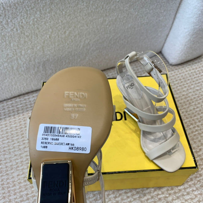 FENDI HIGH SANDAL 10 CM IN BEIGE CALFSKIN