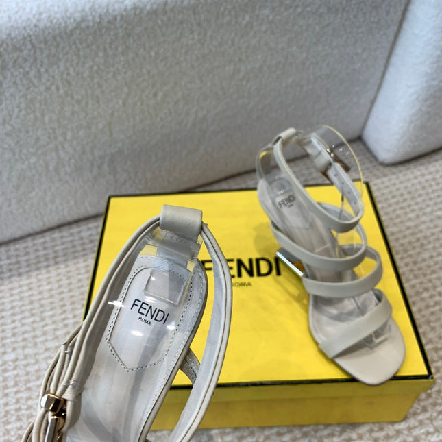 FENDI HIGH SANDAL 10 CM IN BEIGE CALFSKIN