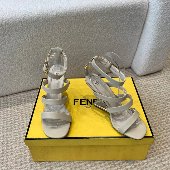 FENDI HIGH SANDAL 10 CM IN BEIGE CALFSKIN