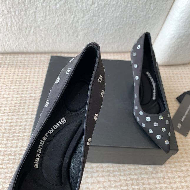 DELPHINE CRYSTAL-EMBELLISHED BLACK SILK PUMPS