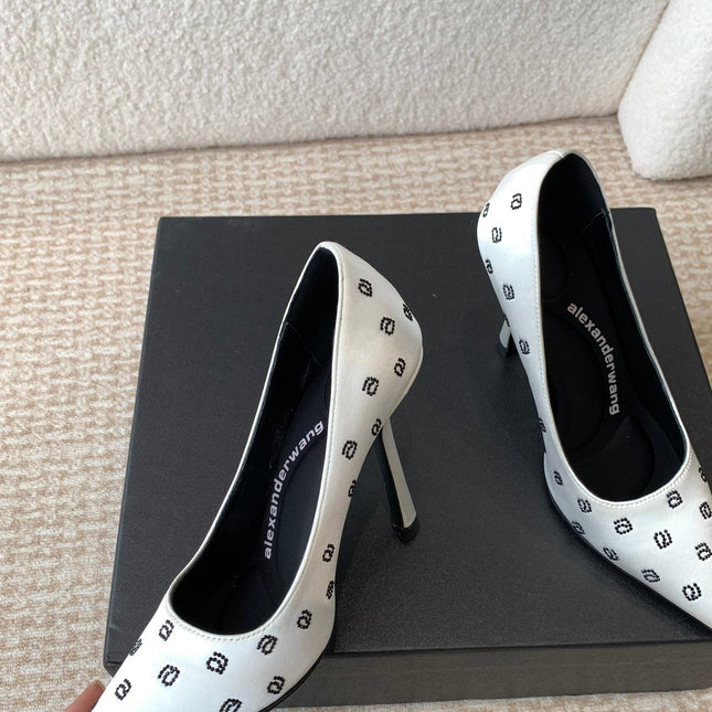 DELPHINE CRYSTAL-EMBELLISHED WHITE SILK PUMPS