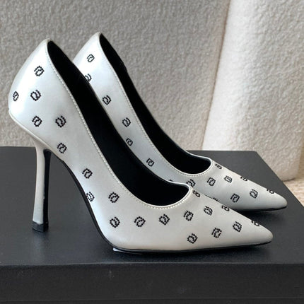 DELPHINE CRYSTAL-EMBELLISHED WHITE SILK PUMPS