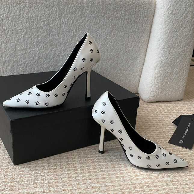 DELPHINE CRYSTAL-EMBELLISHED WHITE SILK PUMPS
