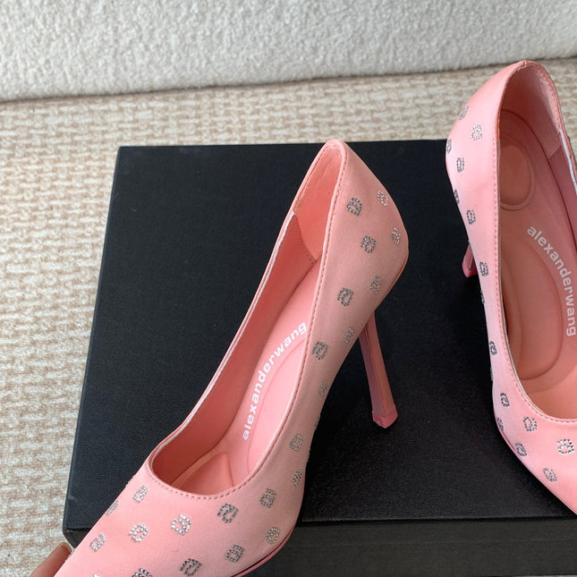 DELPHINE CRYSTAL-EMBELLISHED ROSE PINK SILK PUMPS