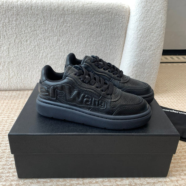 SNEAKER WITH LOGO IN BLACK PUFF PEBBLE LEATHER