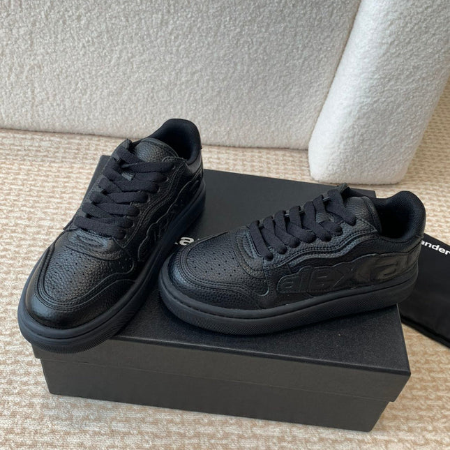SNEAKER WITH LOGO IN BLACK PUFF PEBBLE LEATHER