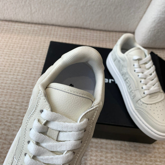 SNEAKER WITH LOGO IN BEIGE PUFF PEBBLE LEATHER