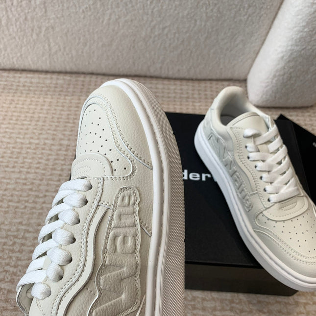 SNEAKER WITH LOGO IN BEIGE PUFF PEBBLE LEATHER