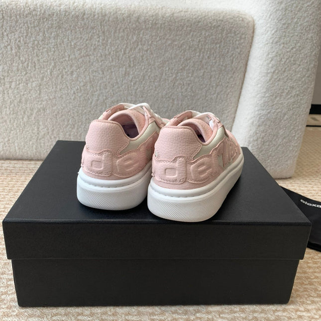 SNEAKER WITH LOGO IN BLUSH PINK MIX BEIGE PUFF PEBBLE LEATHER