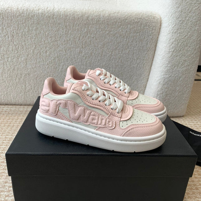 SNEAKER WITH LOGO IN BLUSH PINK MIX BEIGE PUFF PEBBLE LEATHER