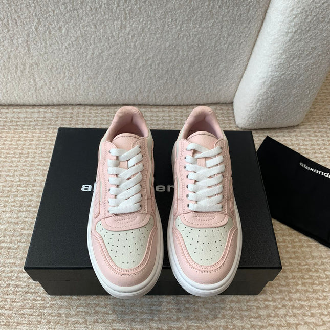 SNEAKER WITH LOGO IN BLUSH PINK MIX BEIGE PUFF PEBBLE LEATHER
