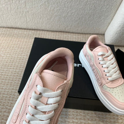 SNEAKER WITH LOGO IN BLUSH PINK MIX BEIGE PUFF PEBBLE LEATHER