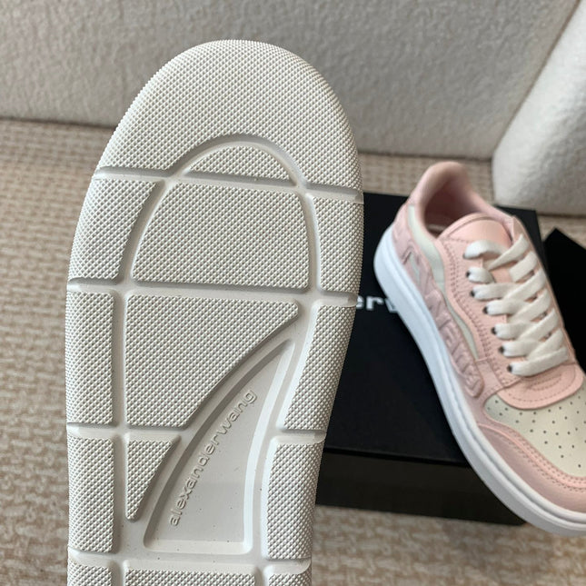 SNEAKER WITH LOGO IN BLUSH PINK MIX BEIGE PUFF PEBBLE LEATHER