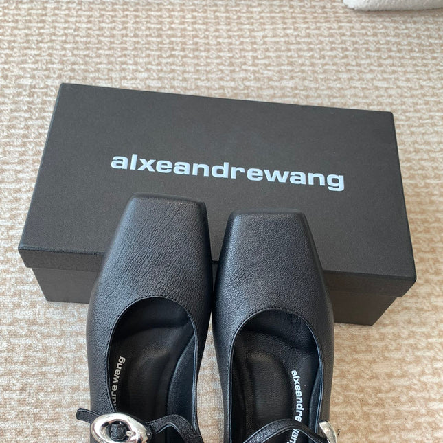 SQUARE-TOE MARY JANE IN BLACK LAMBSKIN