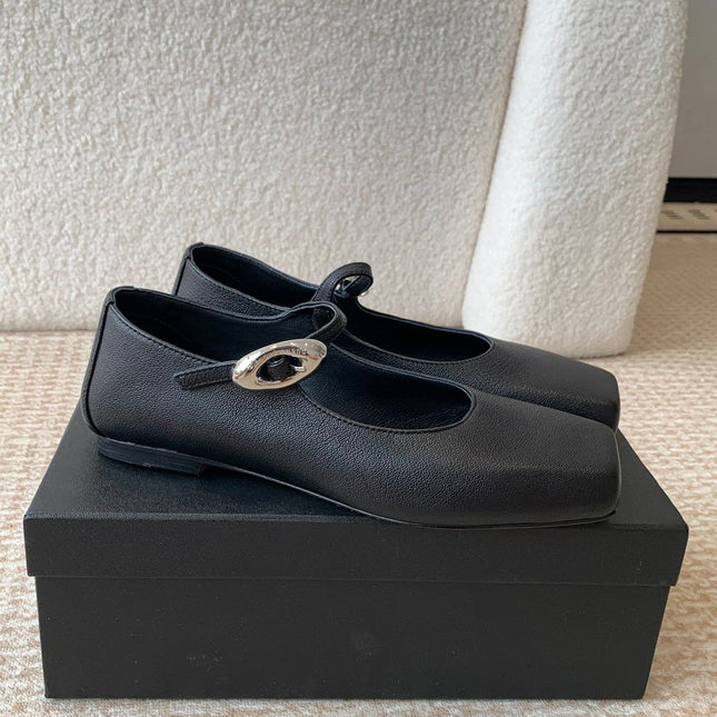 SQUARE-TOE MARY JANE IN BLACK LAMBSKIN