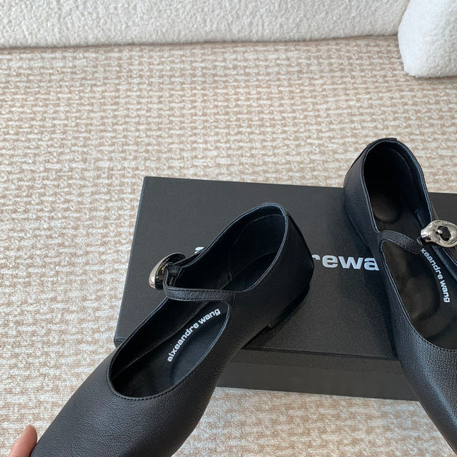 SQUARE-TOE MARY JANE IN BLACK LAMBSKIN