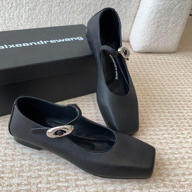 SQUARE-TOE MARY JANE IN BLACK LAMBSKIN