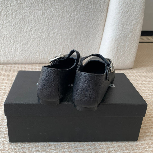 SQUARE-TOE MARY JANE IN BLACK LAMBSKIN